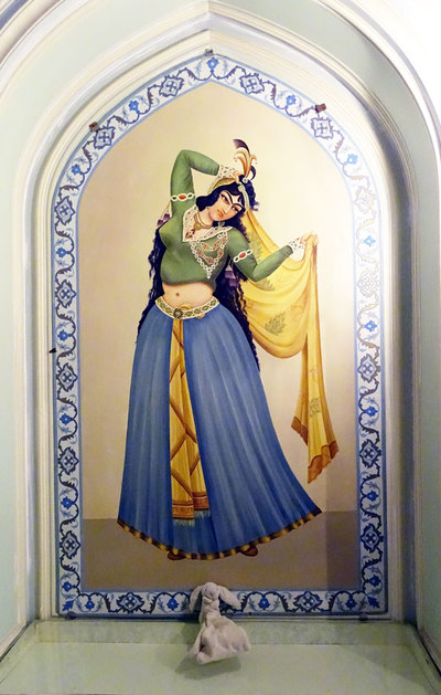 Wall painting at Mirror and Lighting Museum in Yazd