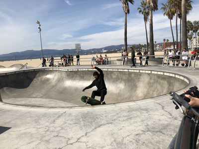 Skateboarding at Venice Beach.