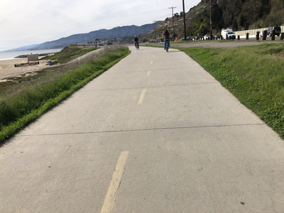 Santa Monica bike path by the beach,