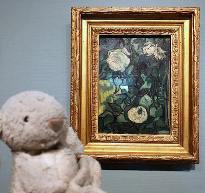 Van Goghs roses painting at Van Gogh Museum in Amsterdam
